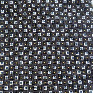 Polo Ralph Lauren Mens Silk Tie Navy Blue Geometric Square Pattern Made in USA